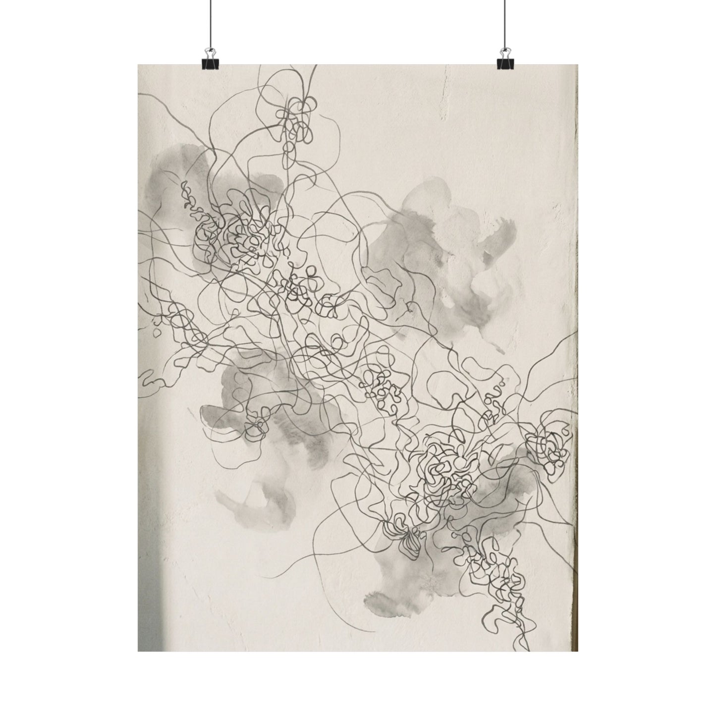 Mono No Aware Shadow Play Wall Art Print - Japandi Minimal Line Art Print