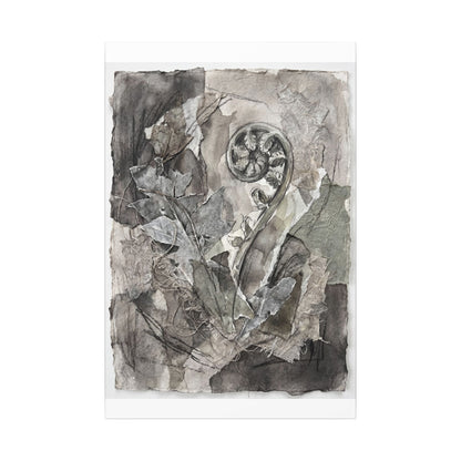 Japandi Fern Unfurling in Overcast | Texture Canvas Art
