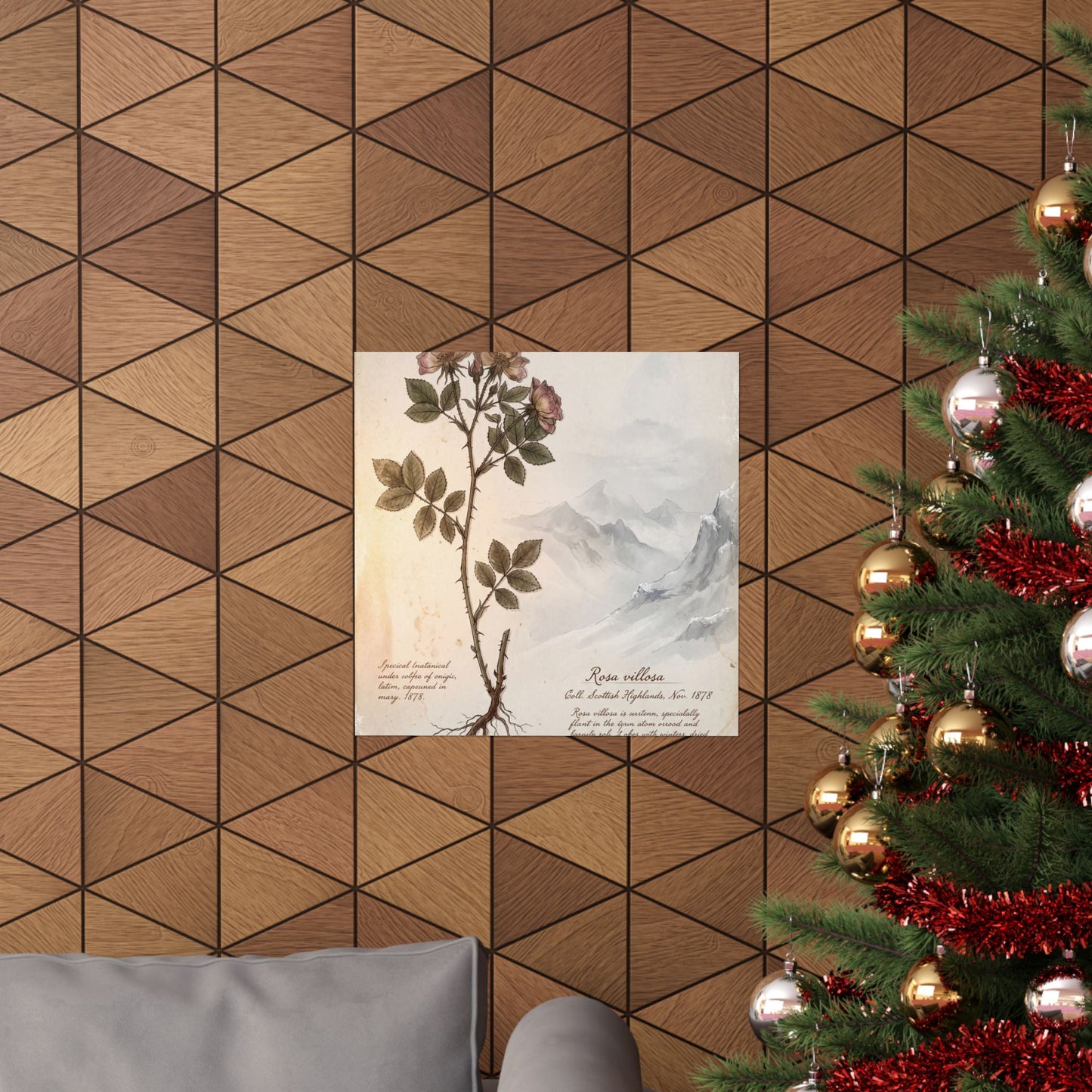 Winter Mountain Mist Herbarium Wall Art Print | Rustic Decor