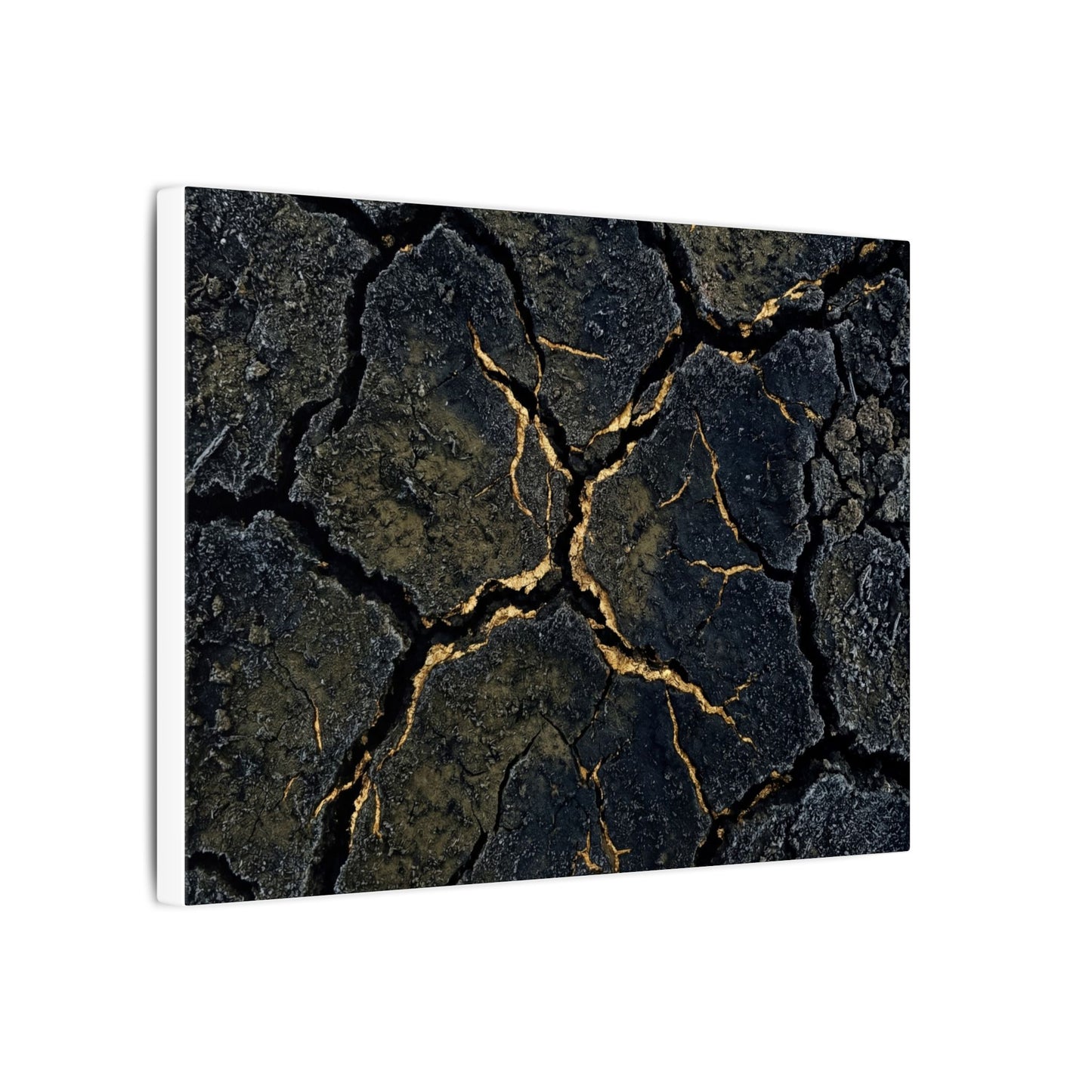 Overcast Cracked Earth Canvas Art - Dark Japandi Ma