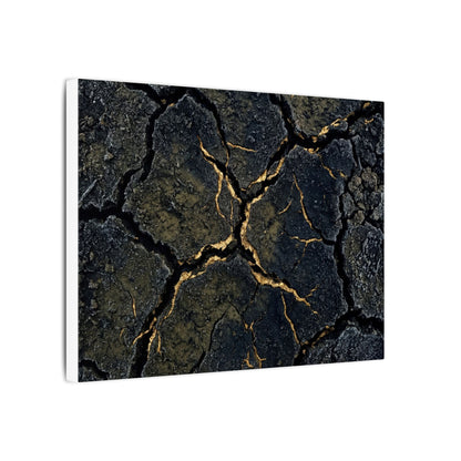 Overcast Cracked Earth Canvas Art - Dark Japandi Ma
