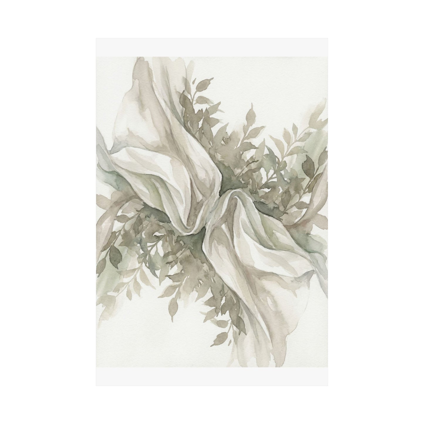 Silk Drape Watercolor Wall Art Print | Elegant Japandi Art