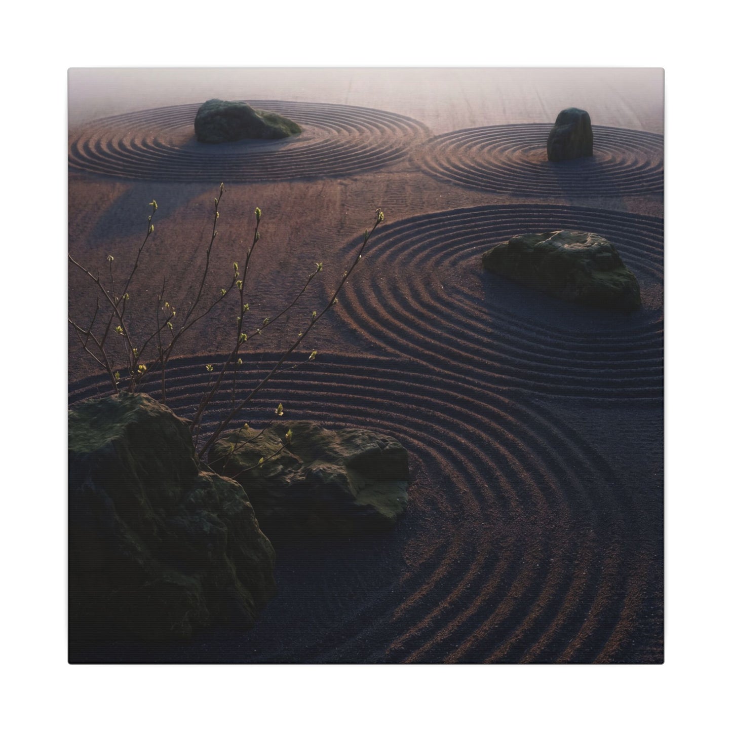 Spring Rock Garden Shadow Zen Canvas Art | Luxurious Decor