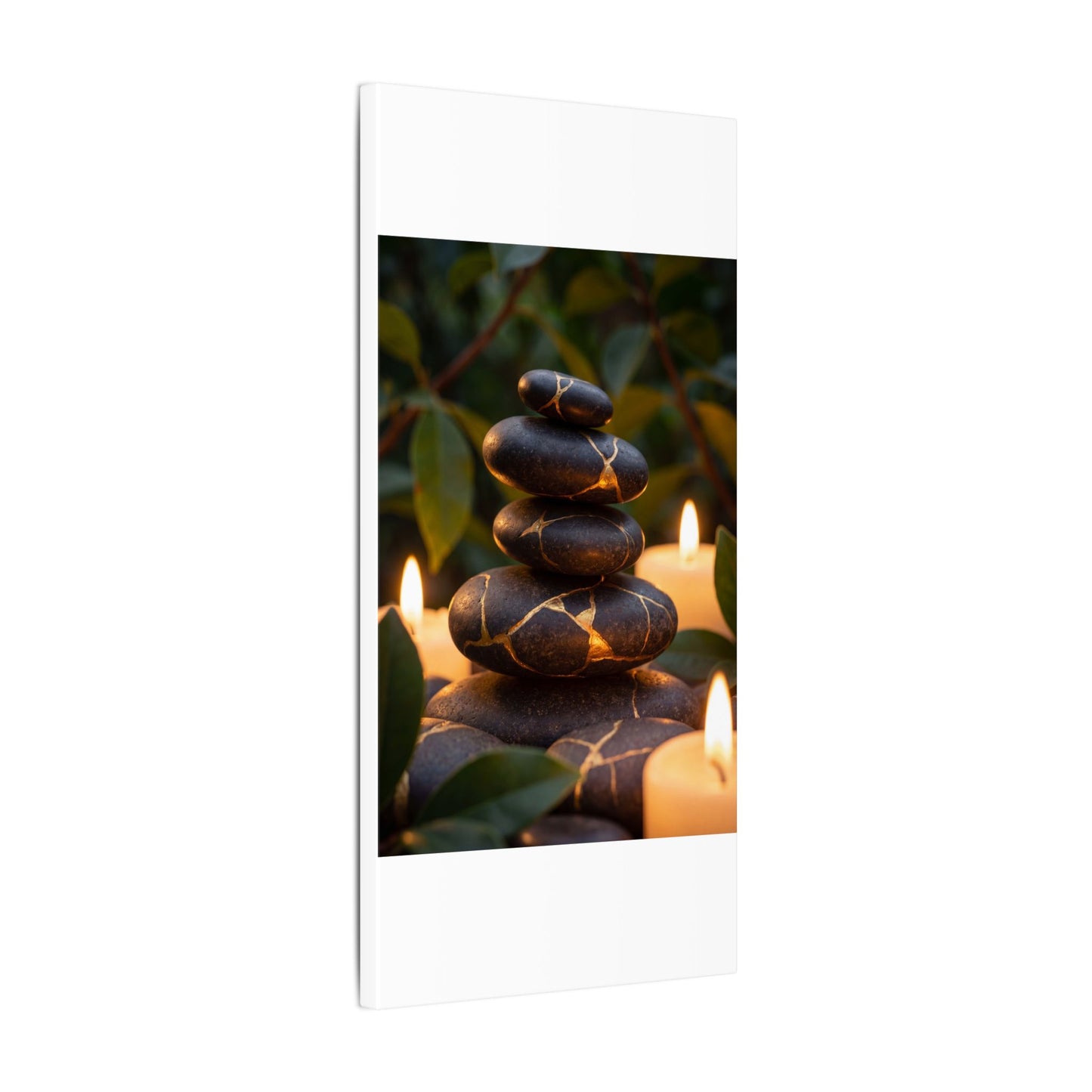Summer River Stones Gold Vein Canvas Art | Philosophical Decor