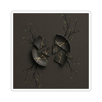 Bold Broken Pottery Sticker - Charcoal Ink Dark Japandi