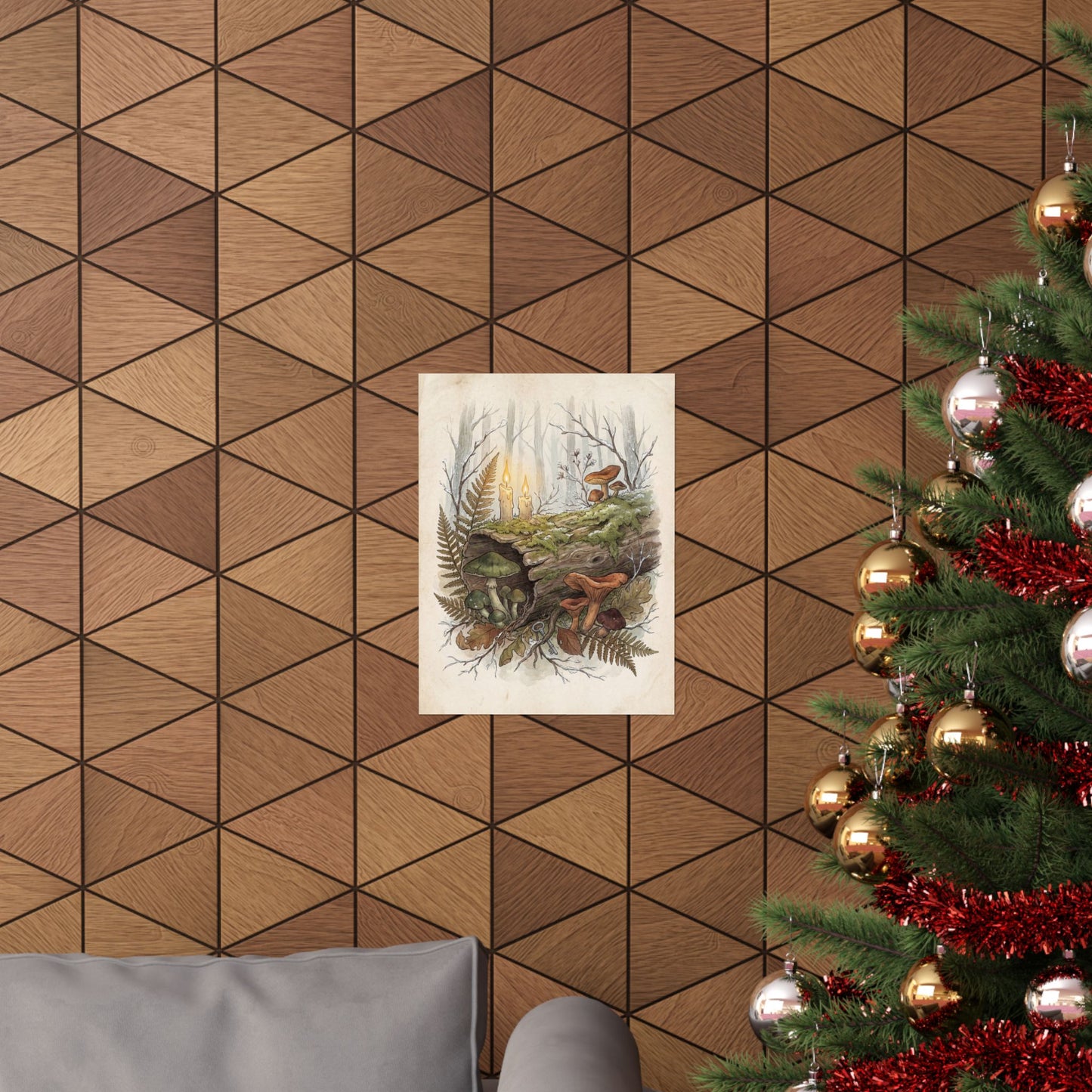 Winter Wild Mushrooms Herbarium Wall Art Print | Rustic Decor