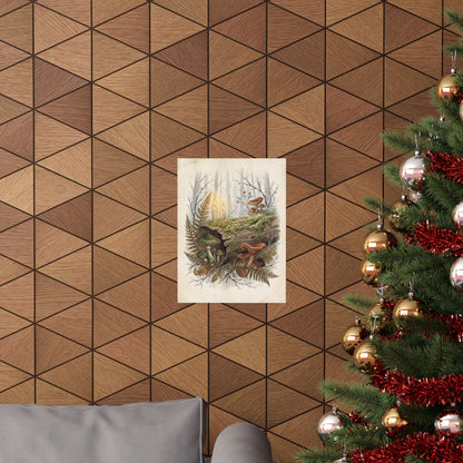 Winter Wild Mushrooms Herbarium Wall Art Print | Rustic Decor