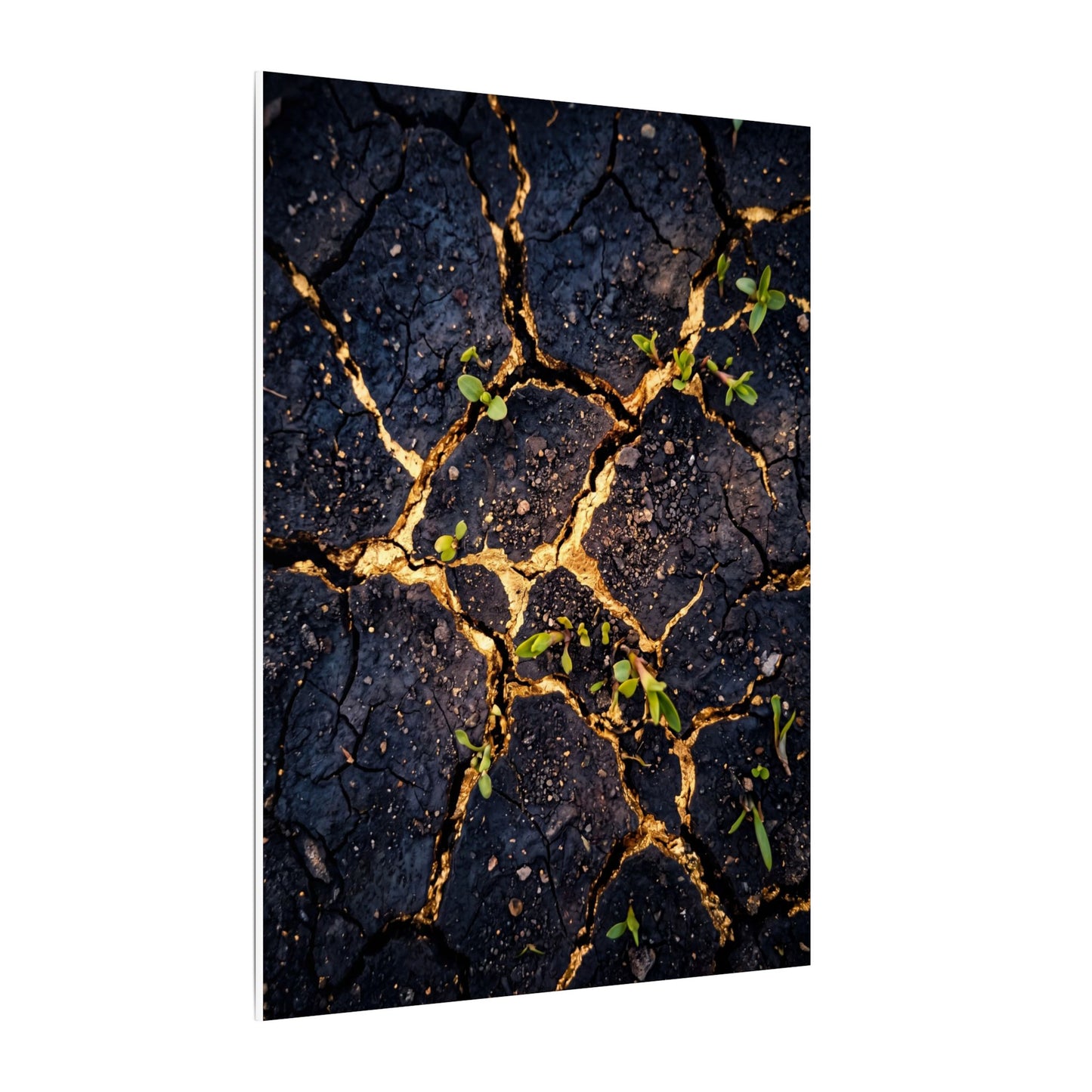 Spring Cracked Earth Crackle Gold Canvas Art | Healing Decor