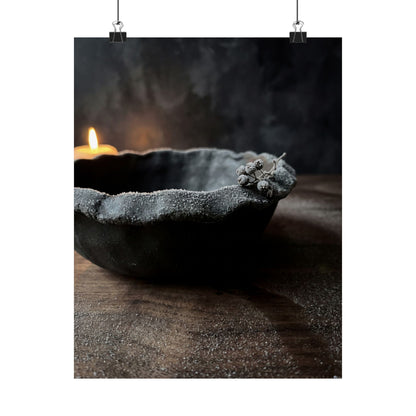 Luxurious Ceramic Bowl Wall Art Print - Shadow Zen Dark Japandi Art Print