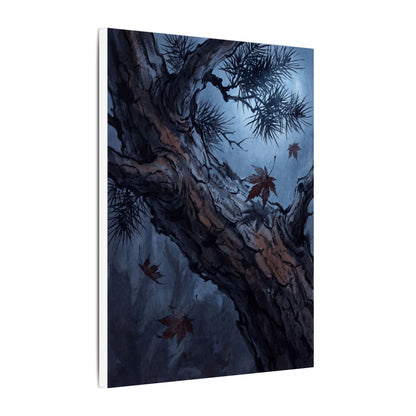 Atmospheric Pine Tree Canvas Art - Shadow Zen Dark Japandi