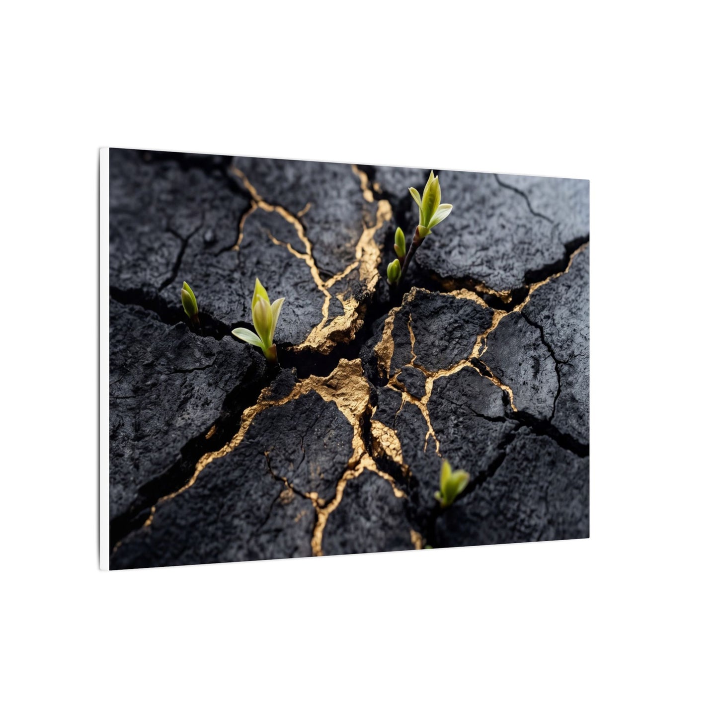 Ma Cracked Earth Canvas Art - Dark Japandi Charcoal Ink
