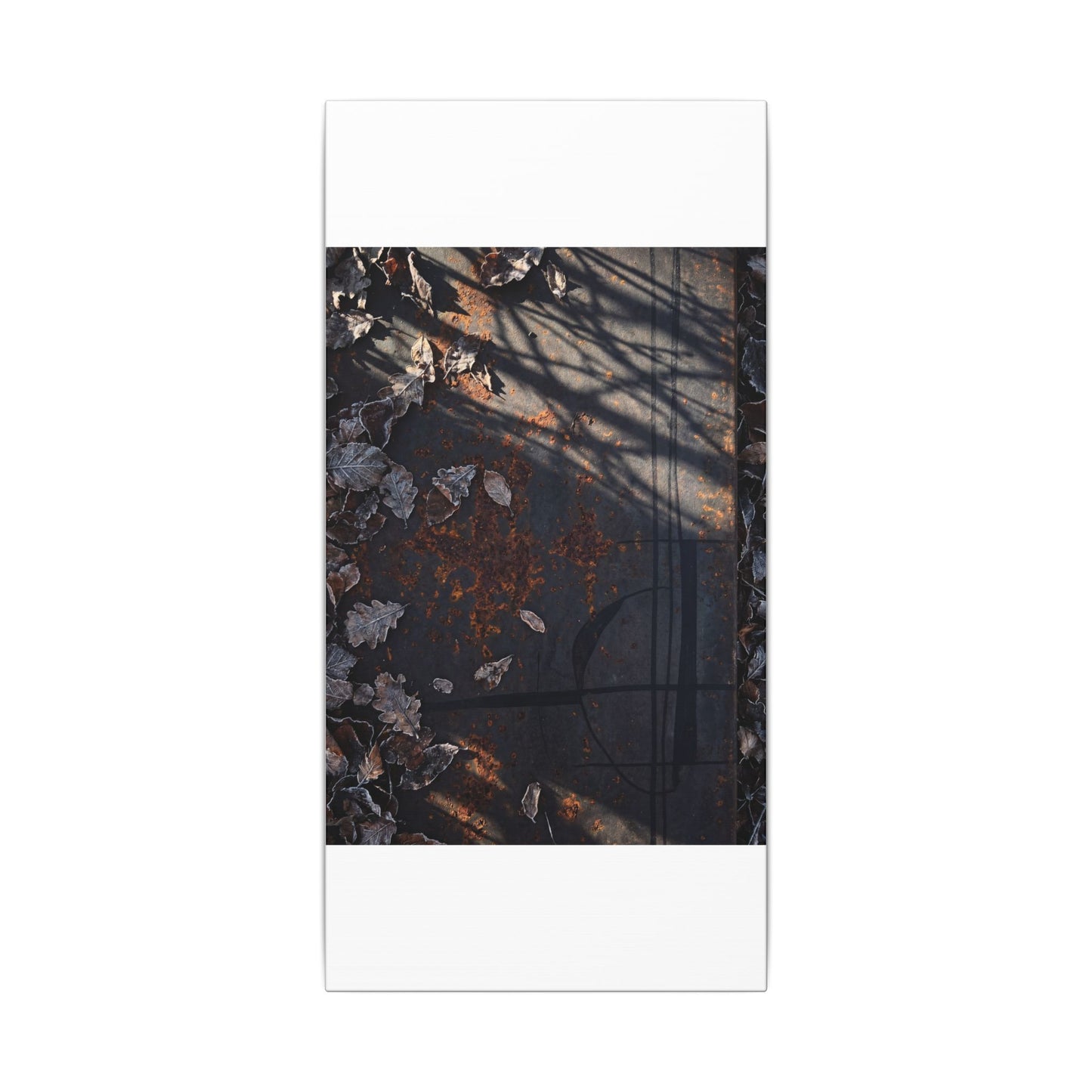 Shibui Rust Patina Canvas Art - Dark Japandi Charcoal Ink
