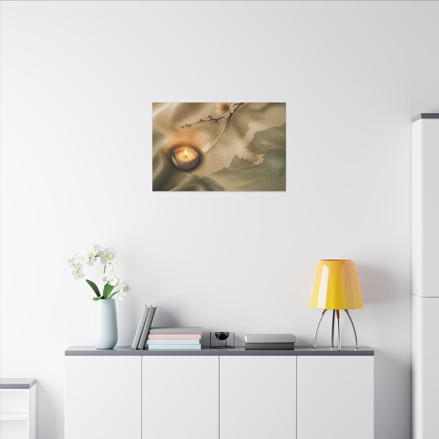 Silk Drape Japanese Pattern Canvas Art | Warm Japandi Art