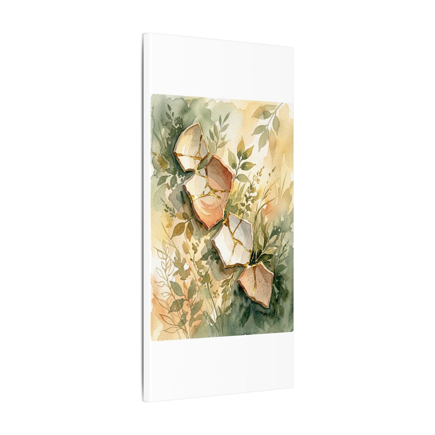 Japandi Broken Pottery in Golden Hour | Watercolor Canvas Art
