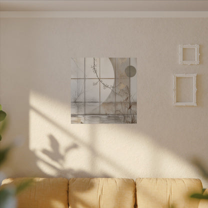 Winter Shoji Screen Japanese Pattern Canvas Art | Elegant Decor