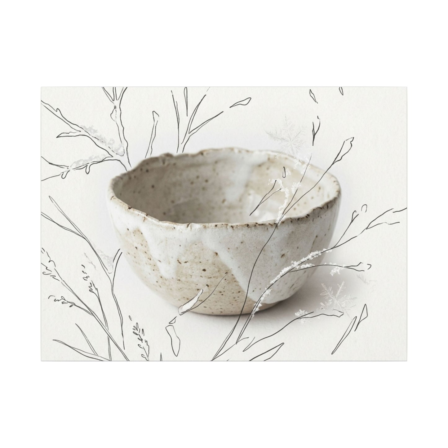 Neutral Ceramic Bowl Canvas Art - Minimal Line Japandi