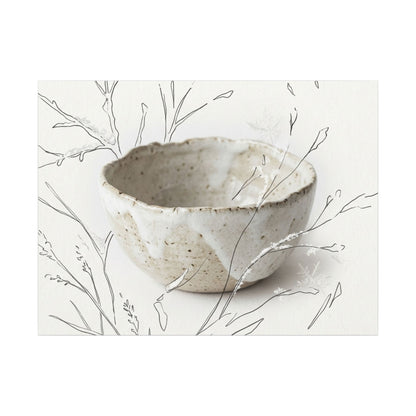 Neutral Ceramic Bowl Canvas Art - Minimal Line Japandi