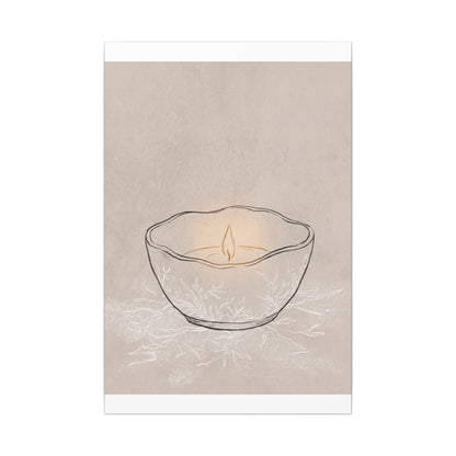 Ceramic Bowl Minimal Line Canvas Art | Neutral Japandi Art