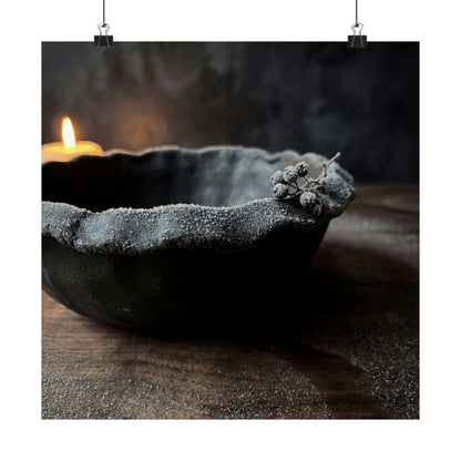 Luxurious Ceramic Bowl Wall Art Print - Shadow Zen Dark Japandi