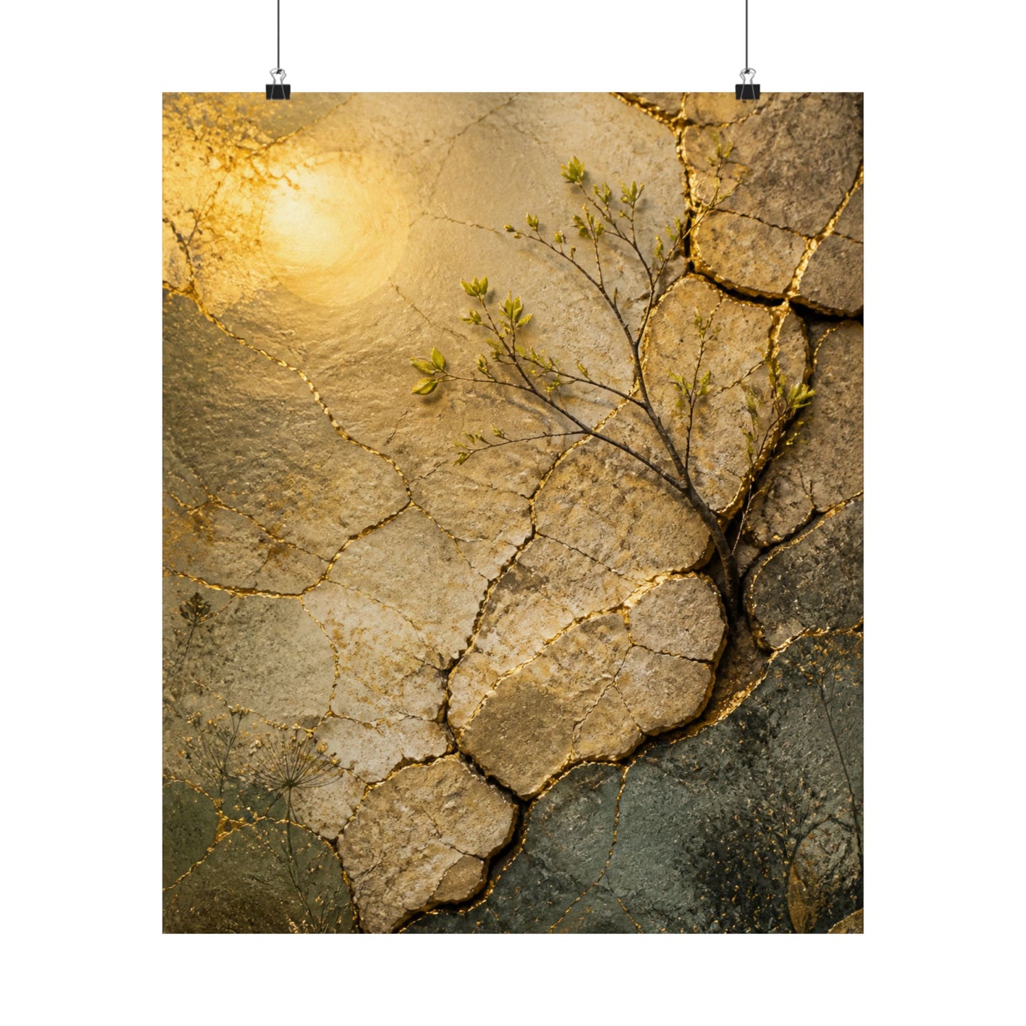 Cracked Earth Texture Wall Art Print | Earthy Japandi Art