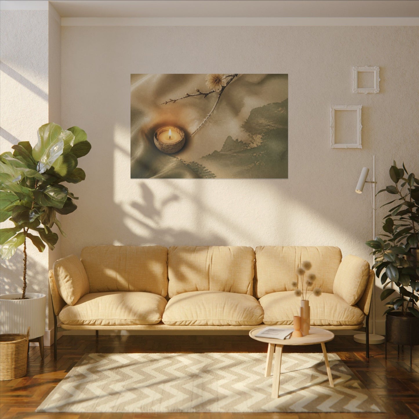 Silk Drape Japanese Pattern Canvas Art | Warm Japandi Art