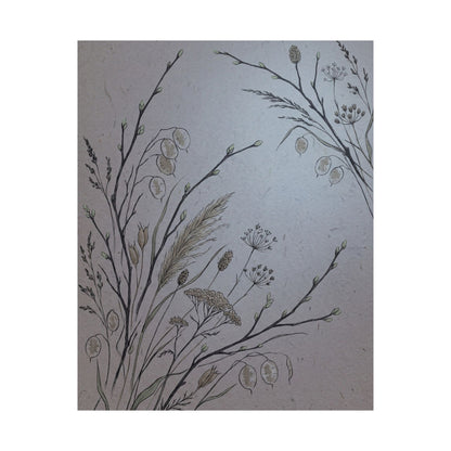 Dried Flowers Wall Art Print | Spring Japandi Japanese Pattern Art