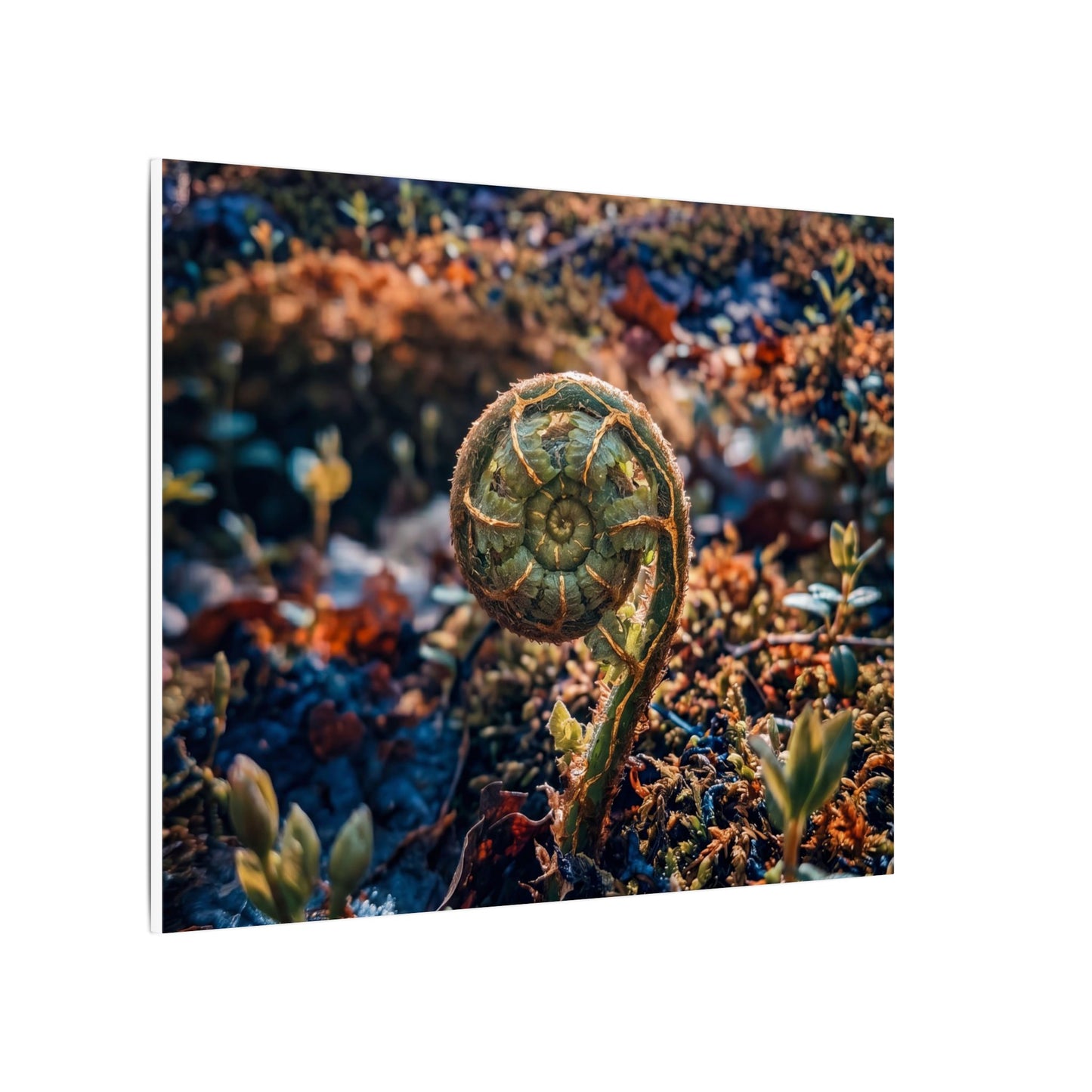 Kintsugi Fern Unfurling in Dappled | Gold Vein Canvas Art