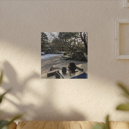 Winter Tea Ceremony Karesansui Canvas Art | Serene Decor