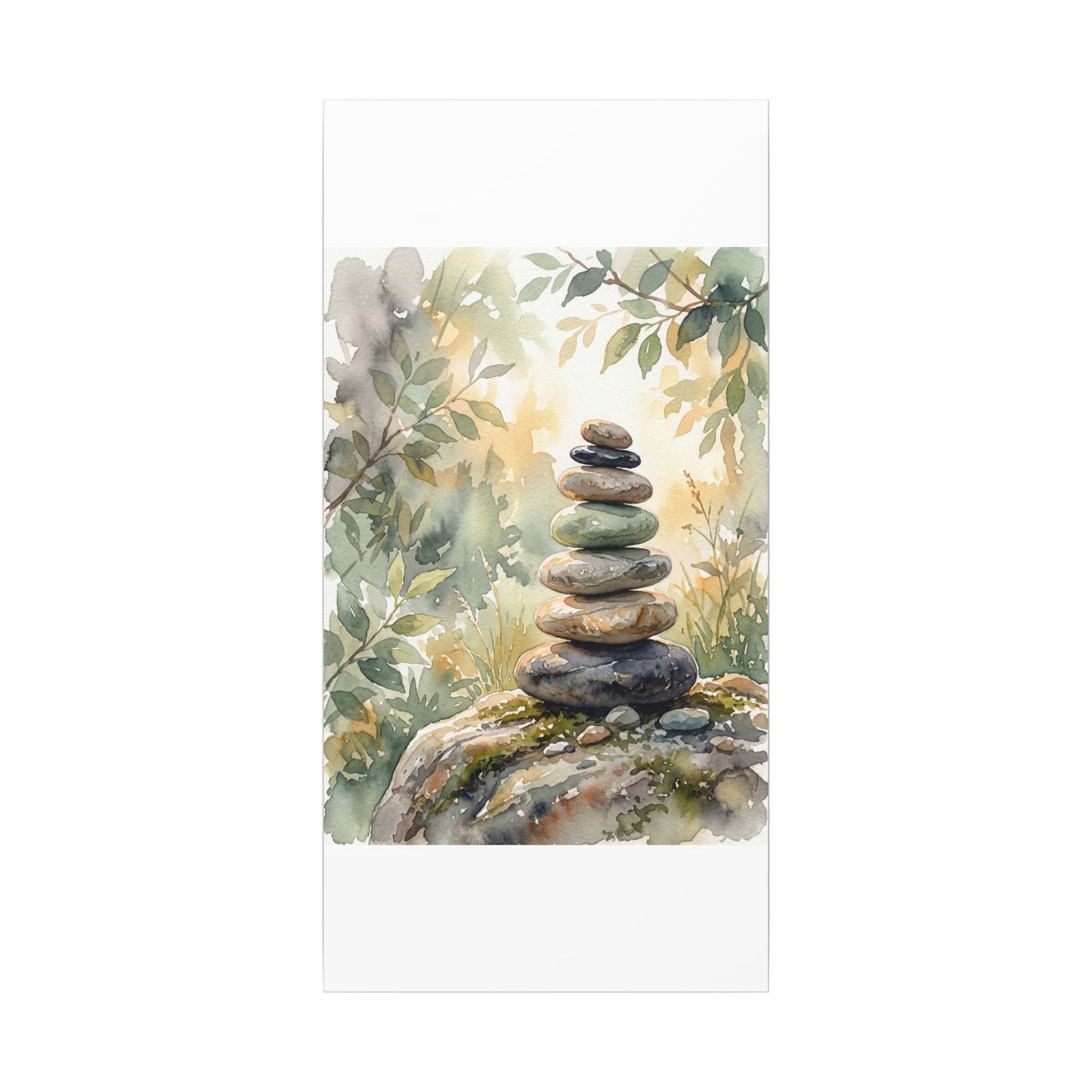Golden Hour River Stones Canvas Art - Japandi Mono No Aware