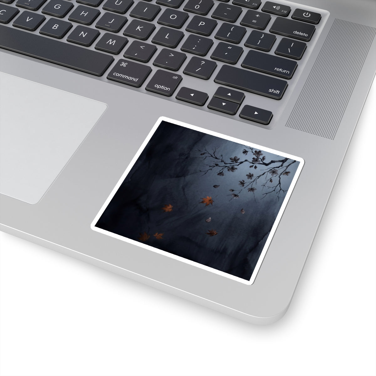 Cherry Blossom Charcoal Ink Sticker | Moody Dark Japandi Art
