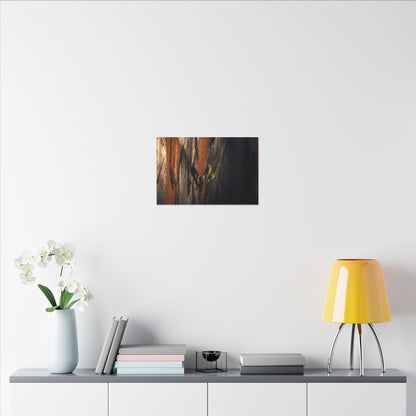 Rust Patina Charcoal Ink Canvas Art | Moody Dark Japandi Art