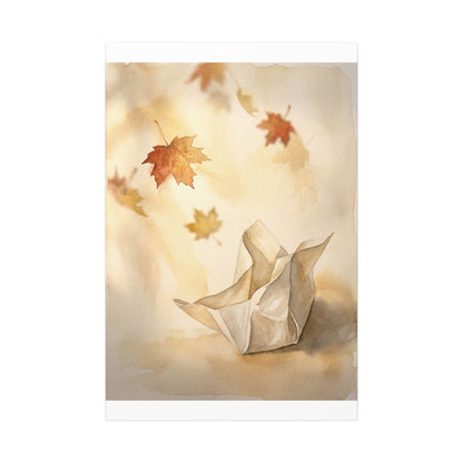 Japandi Paper Fold in Golden Hour | Watercolor Canvas Art