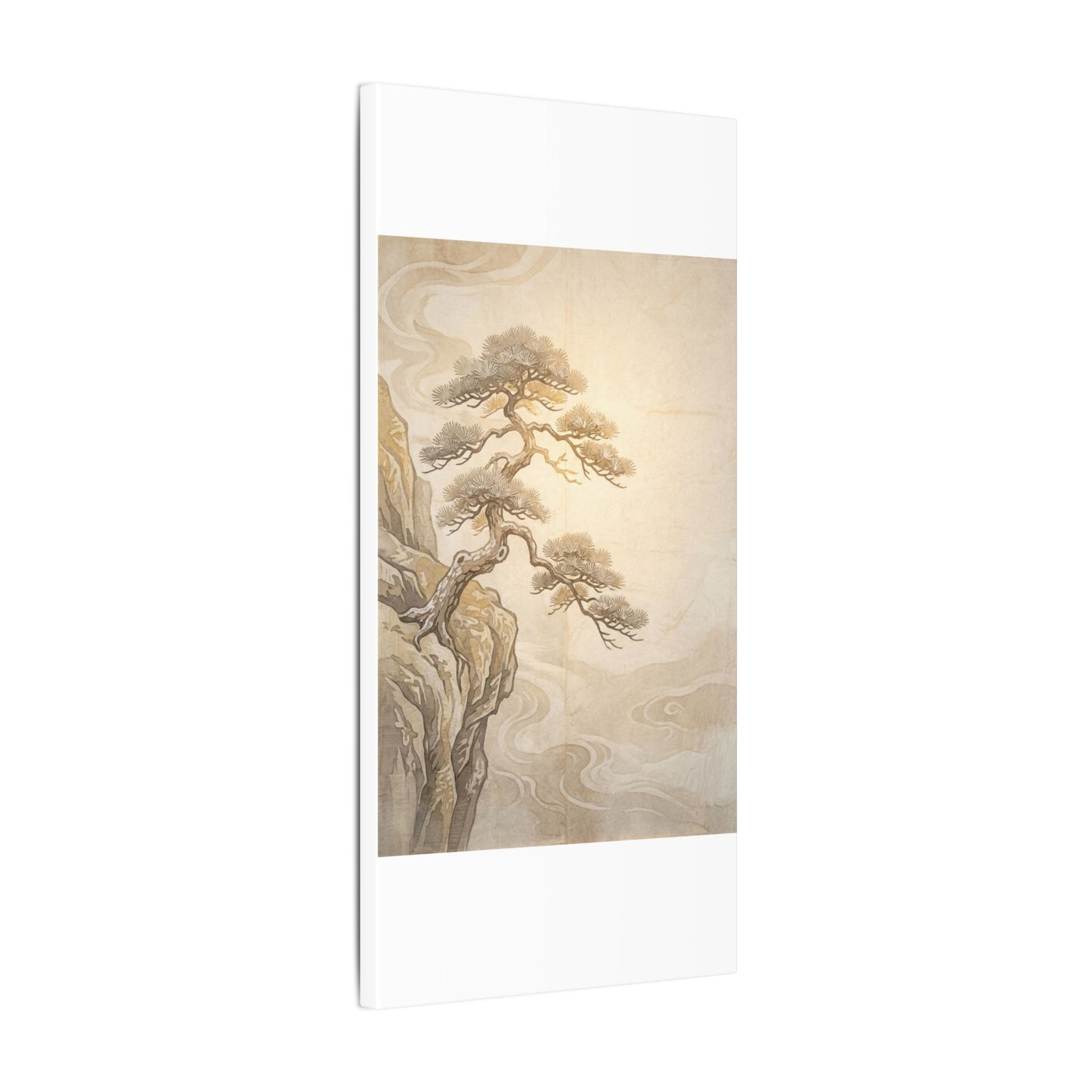 Winter Pine Tree Japanese Pattern Canvas Art | Elegant Decor