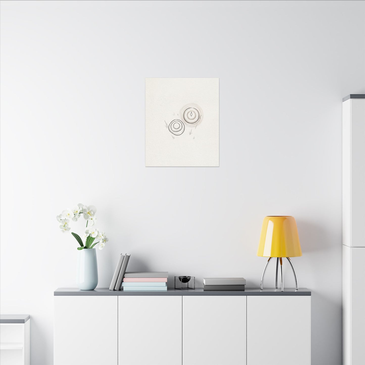 River Stones Canvas Art | Winter Japandi Minimal Line Art