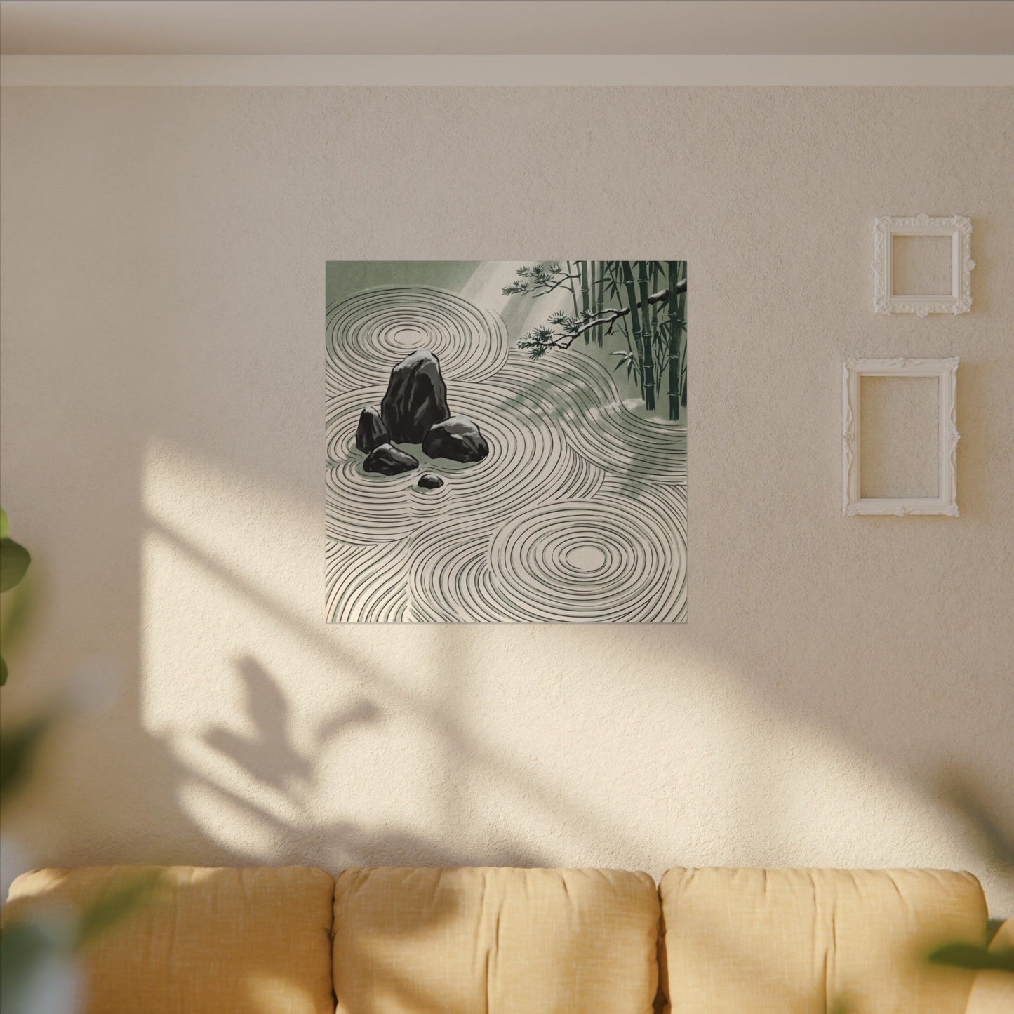 Shibui Rock Garden Canvas Art - Zen Ukiyo E Inspired