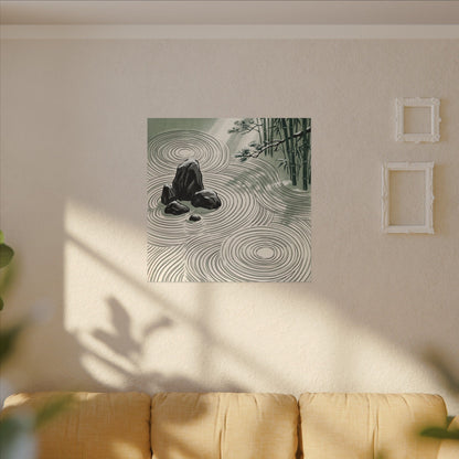 Shibui Rock Garden Canvas Art - Zen Ukiyo E Inspired