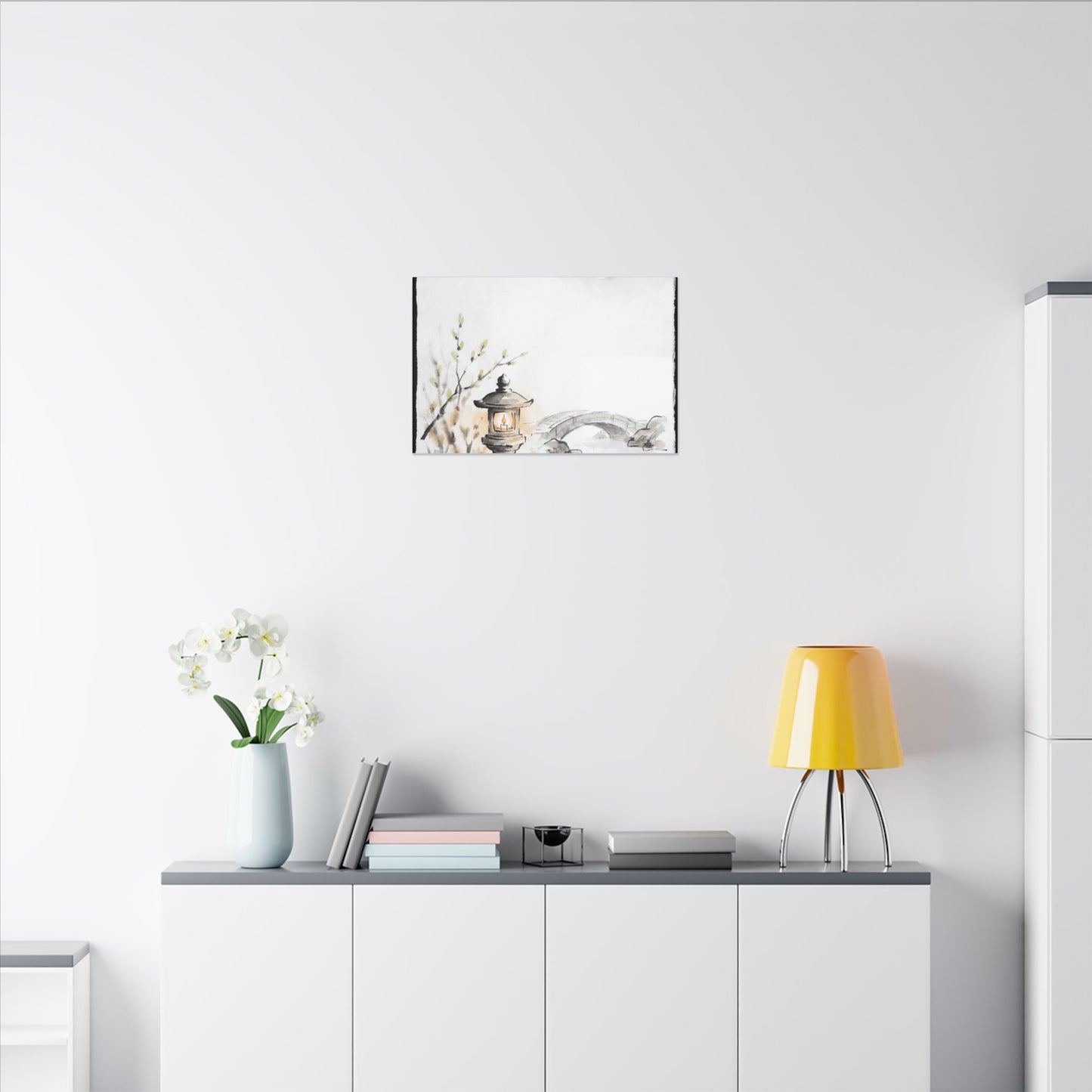 Moonlit Garden Spring Canvas Art | Zen Contemplative Design