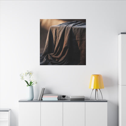 Silk Drape Canvas Art | Winter Dark Japandi Shadow Zen Art
