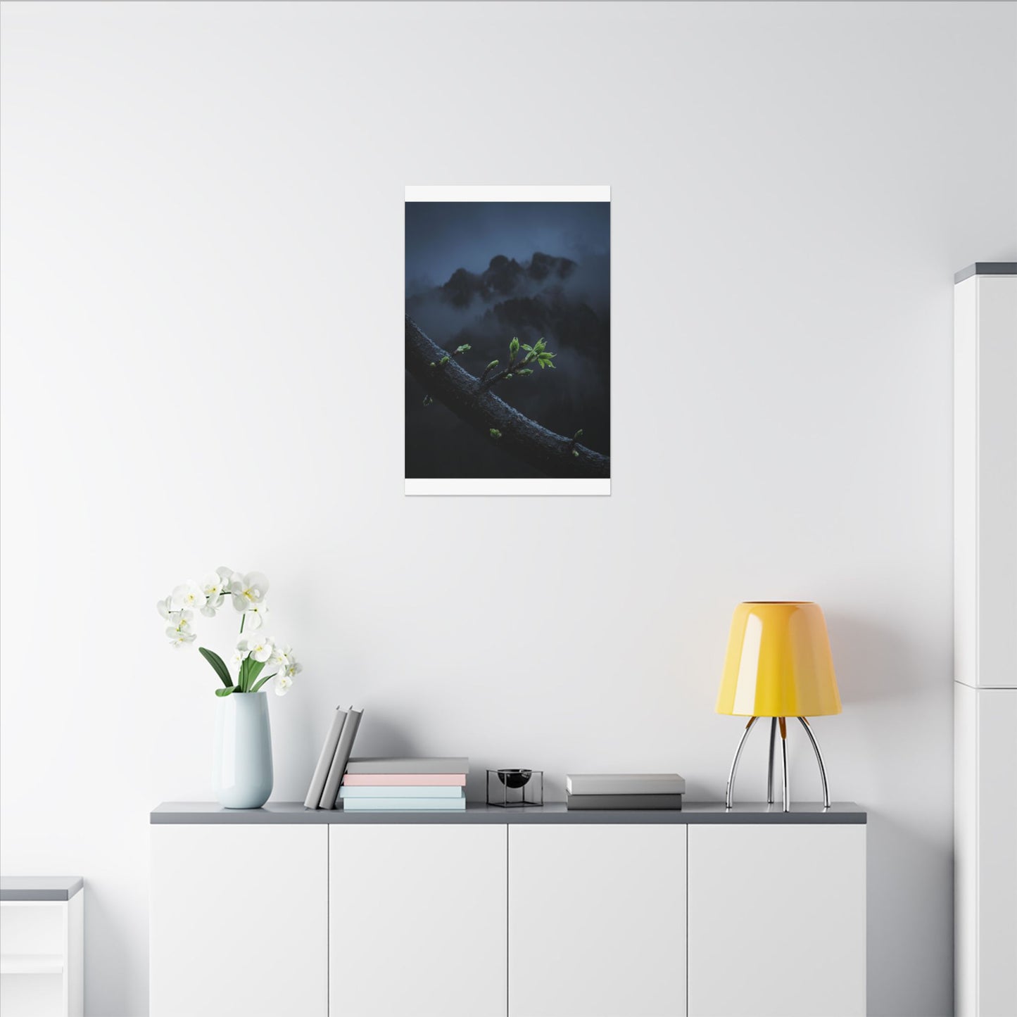Moonlight Mountain Mist Canvas Art - Dark Japandi Kanso