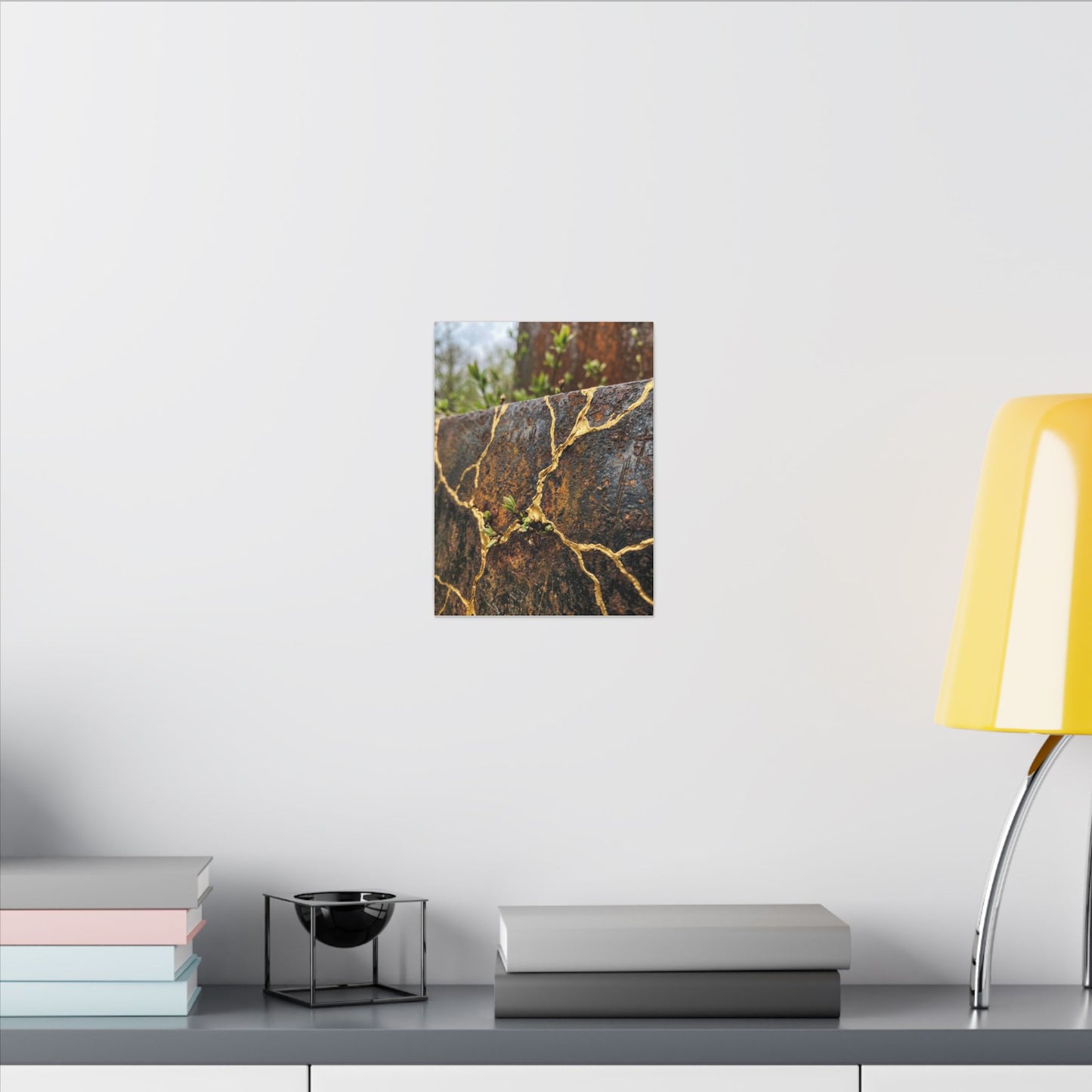 Mono No Aware Rust Patina Canvas Art - Kintsugi Gold Repair