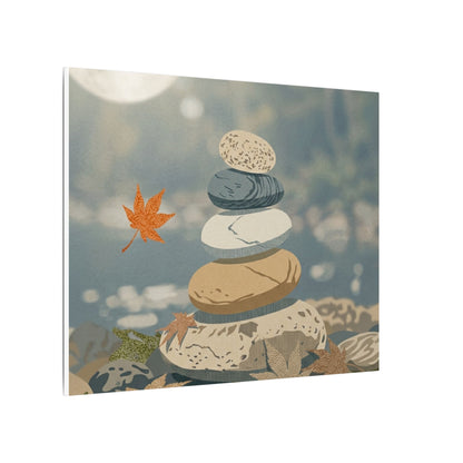 Warm River Stones Canvas Art - Japanese Pattern Japandi