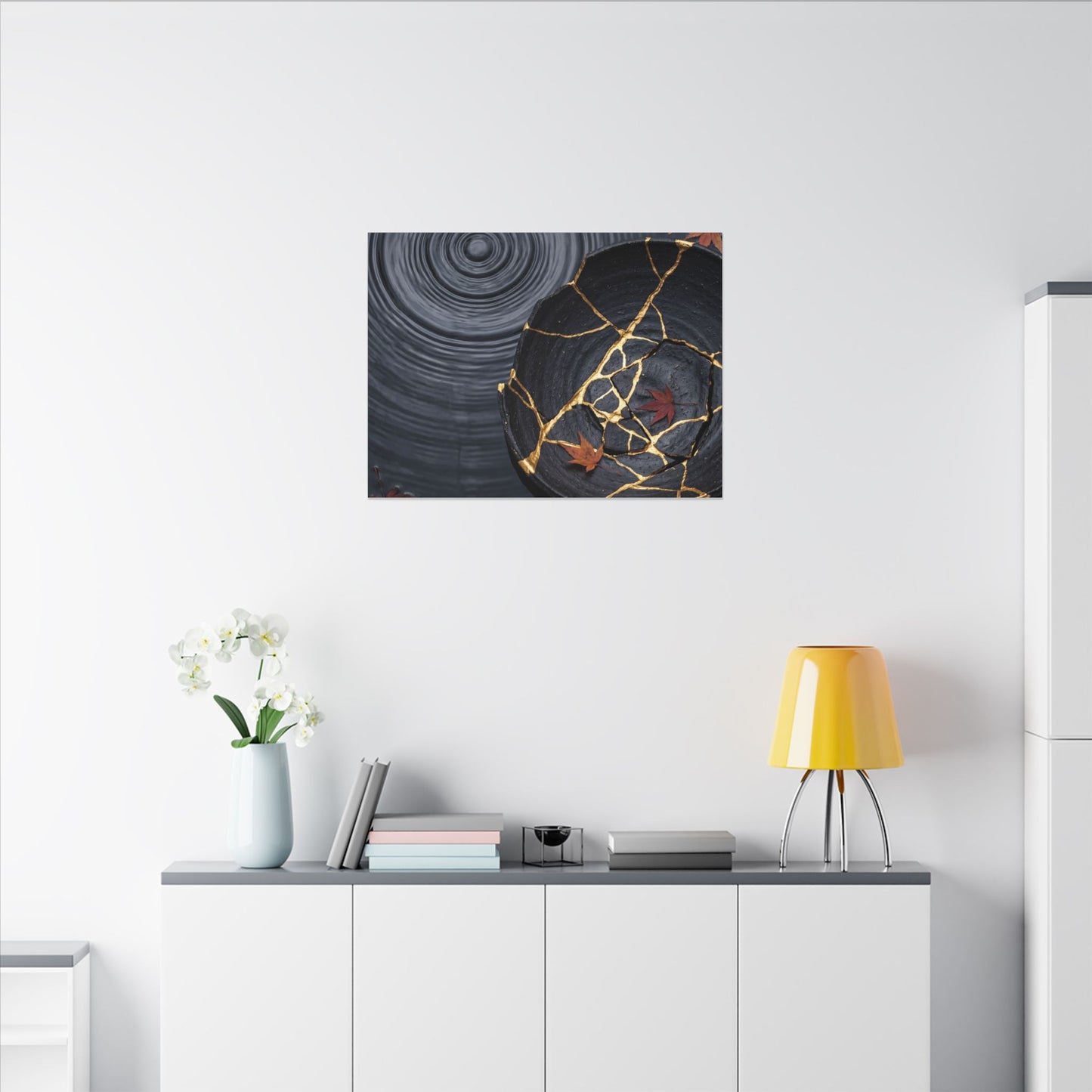 Philosophical Water Ripple Canvas Art - Gold Repair Kintsugi