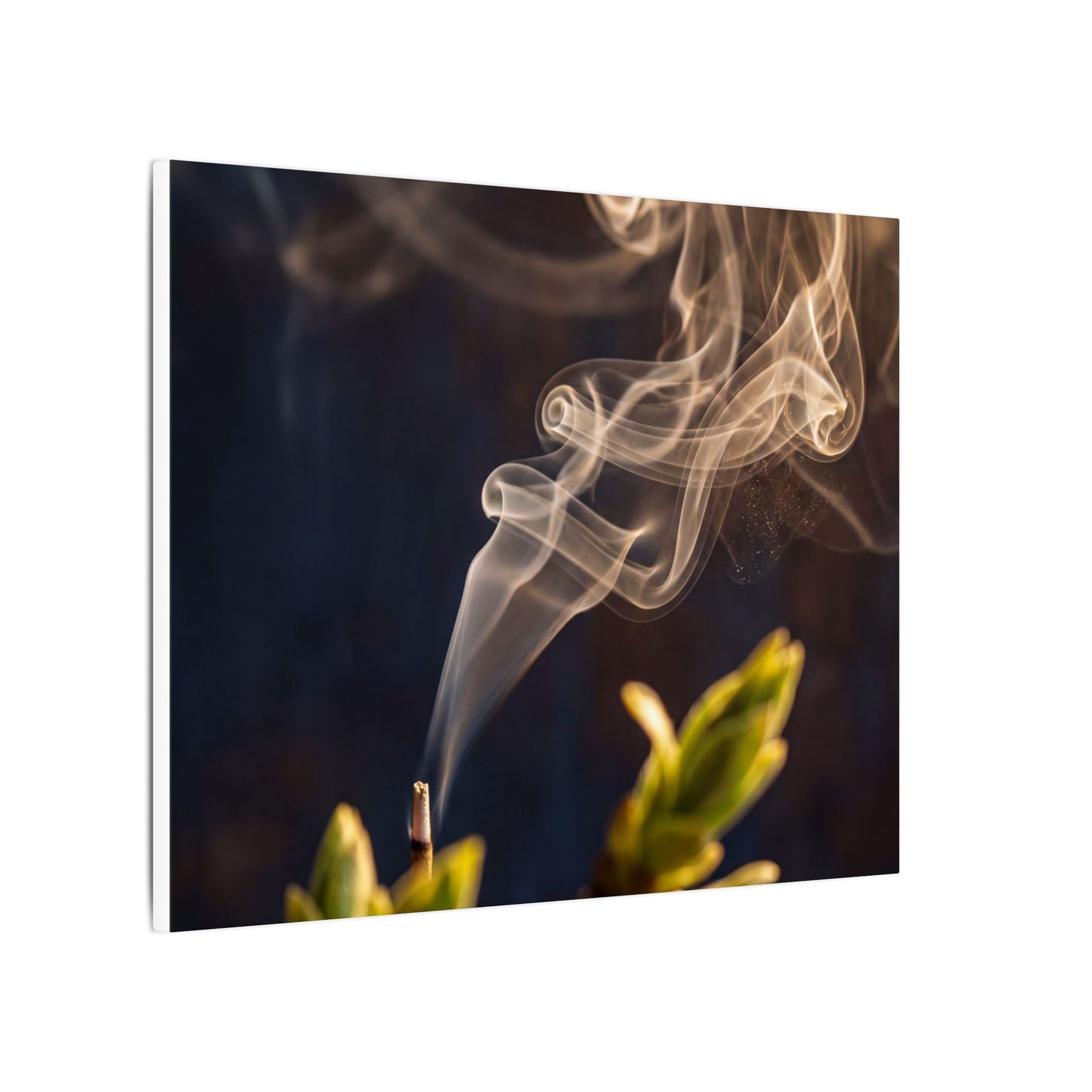 Golden Hour Incense Smoke Canvas Art - Dark Japandi Kanso