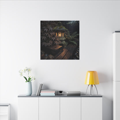Moody Moonlit Garden Canvas Art - Shadow Zen Dark Japandi