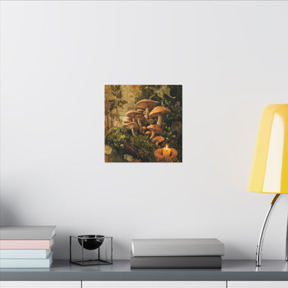 Spring Wild Mushrooms Herbarium Canvas Art | Earthy Decor
