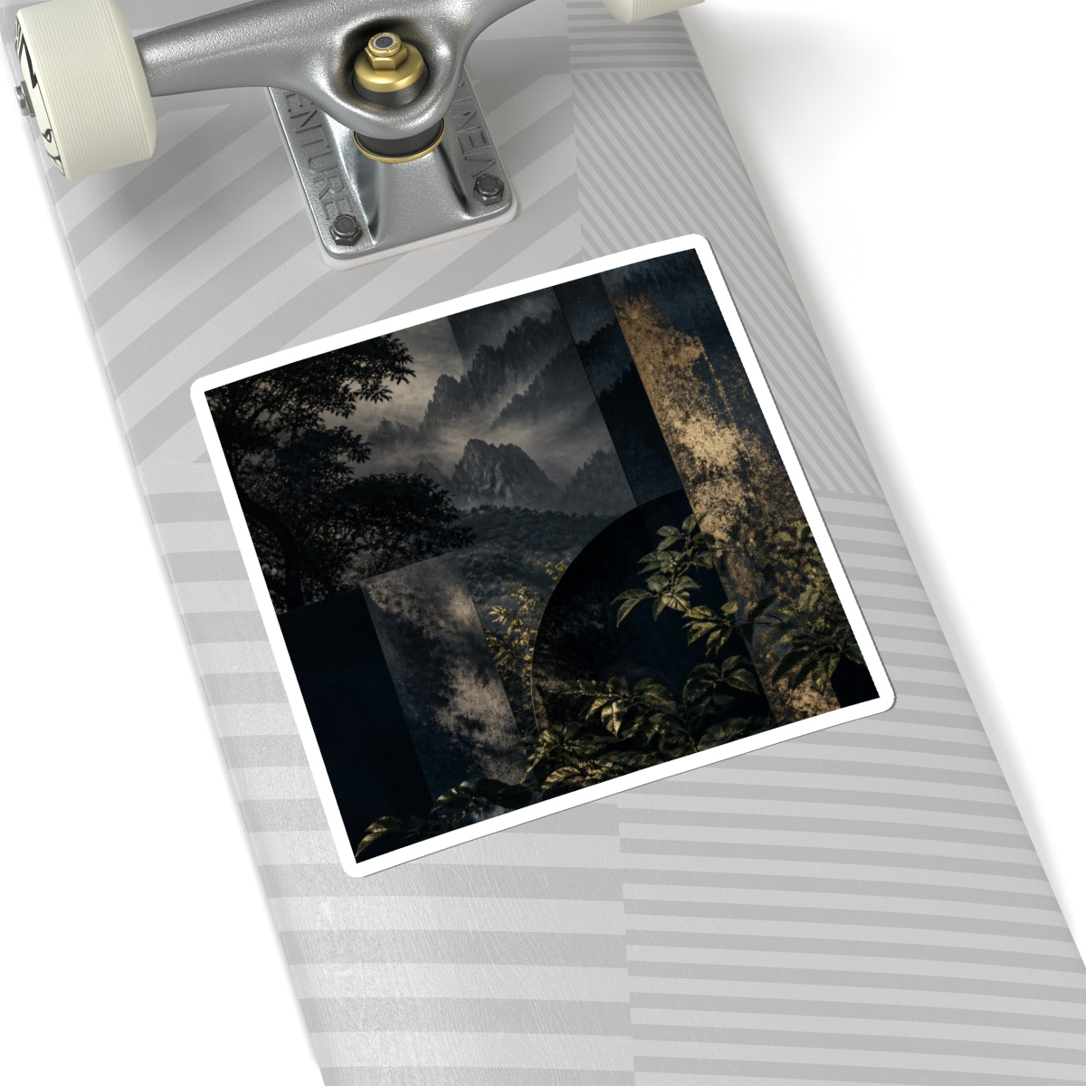 Moody Mountain Mist Sticker - Moody Minimal Dark Japandi