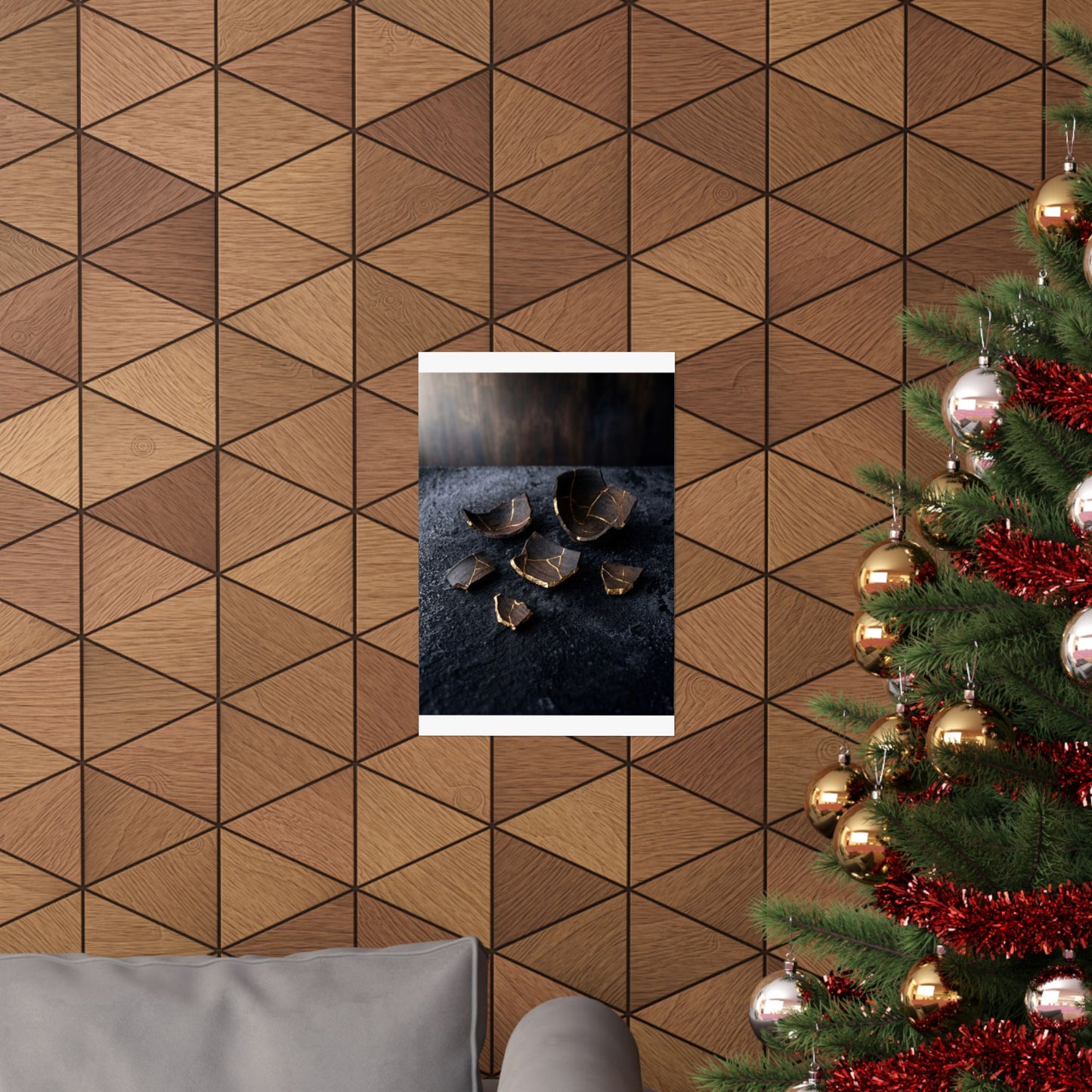 Dawn Broken Pottery Wall Art Print - Dark Japandi Kanso