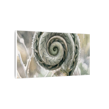 Winter Fern Unfurling Watercolor Canvas Art | Cozy Decor