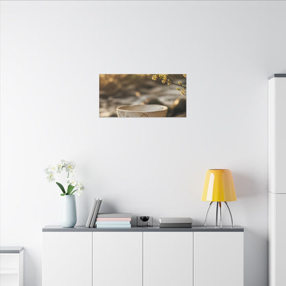 Neutral Ceramic Bowl Canvas Art - Japanese Pattern Japandi