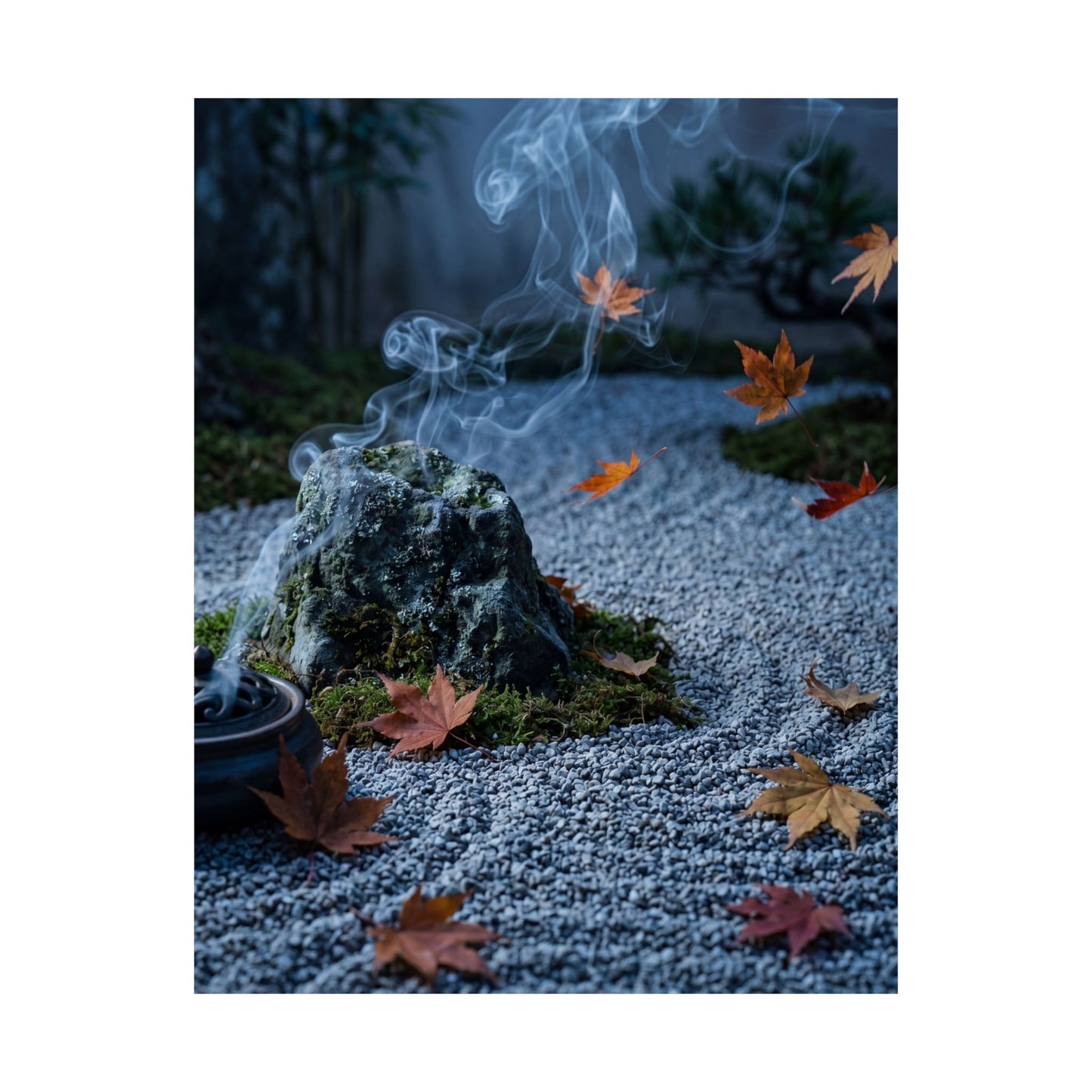 Incense Smoke Autumn Wall Art Print | Zen Peaceful Design